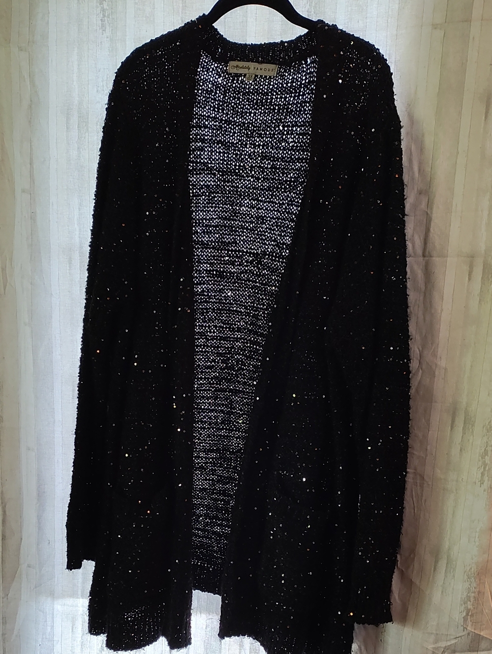 Absolutely Famous Black Sequin Open-front Cardigan, Glamour Sparkle Whimsigoth